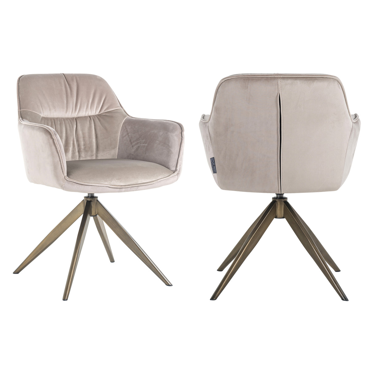 Eetkamerstoel Aline khaki velvet swivel fire retardant