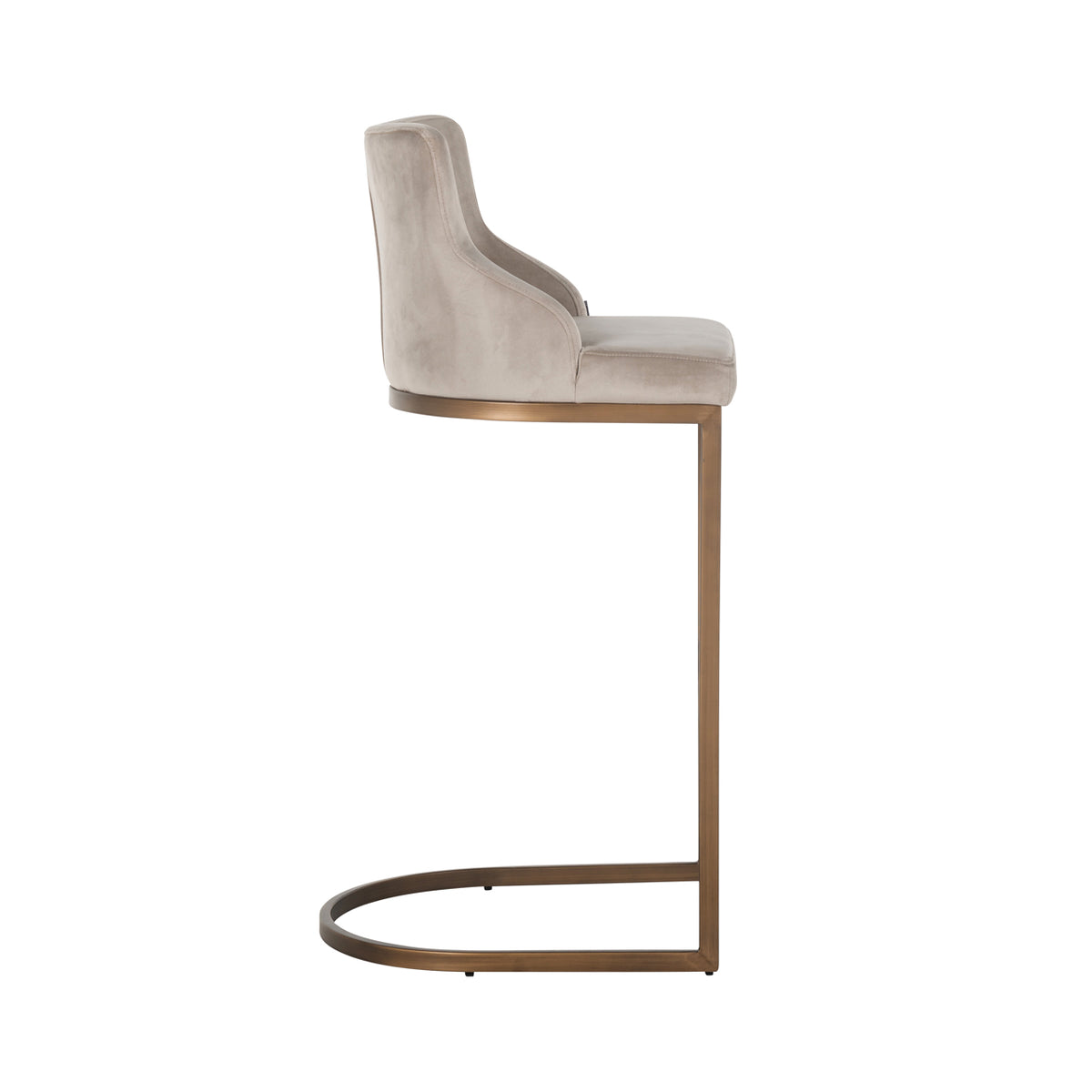 Tabouret de bar Bolton khaki velvet brushed gold ignifugé (Set of 2)