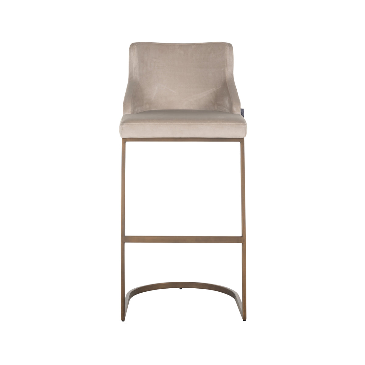 Tabouret de bar Bolton khaki velvet brushed gold ignifugé (Set of 2)
