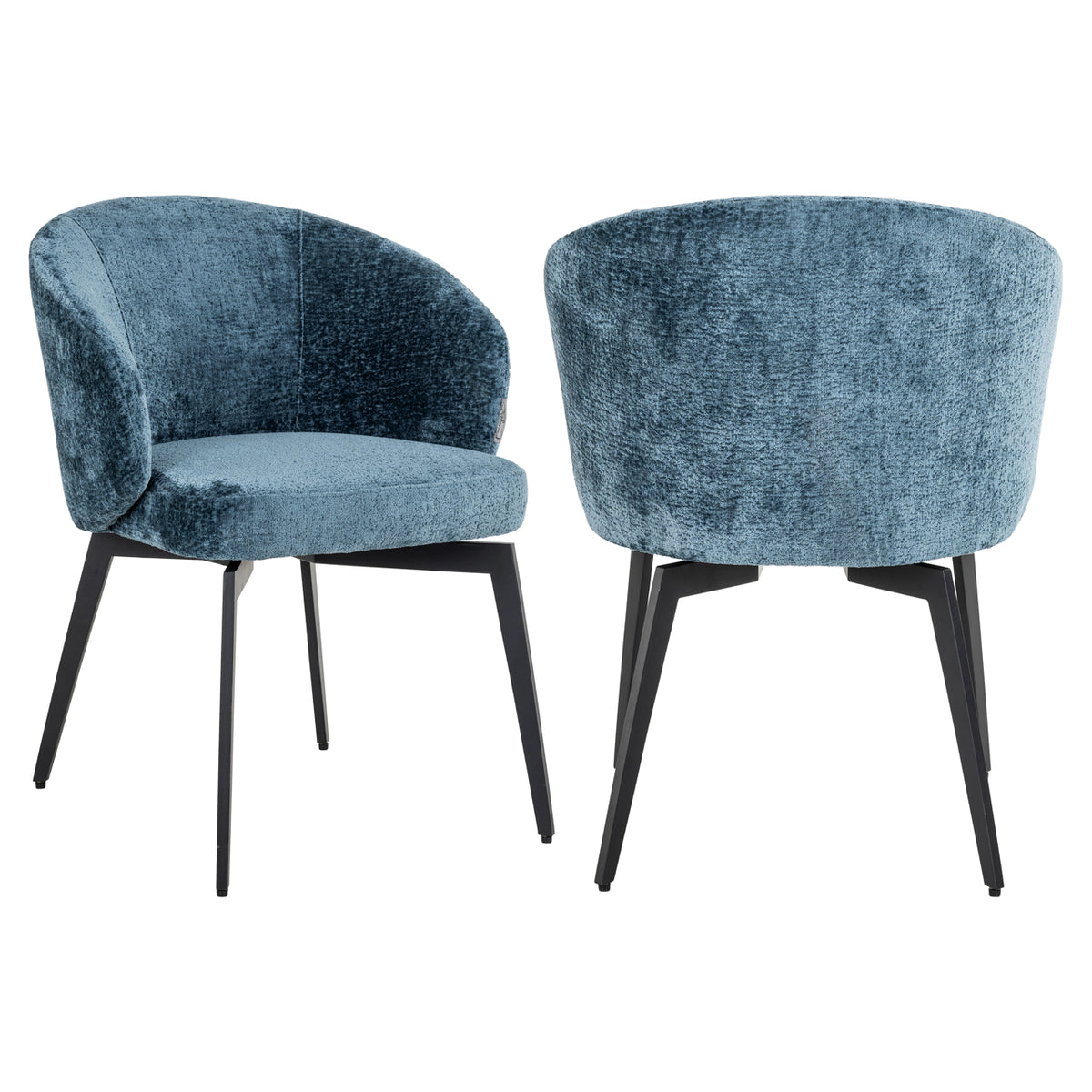 Amphara dining chair blue chenille fire retardant
