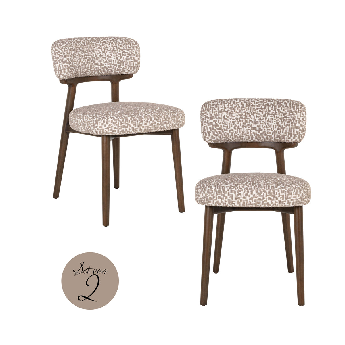 Chaise de salle à manger Basker natural geo (Set de 2)
