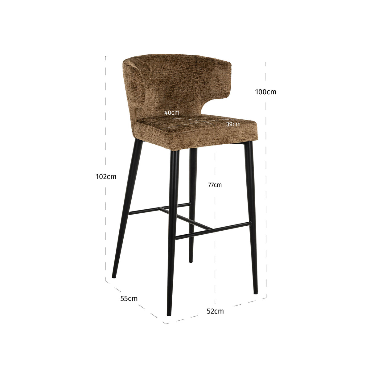 Barstuhl Taylor Brandy Fusion Feuerhemmend