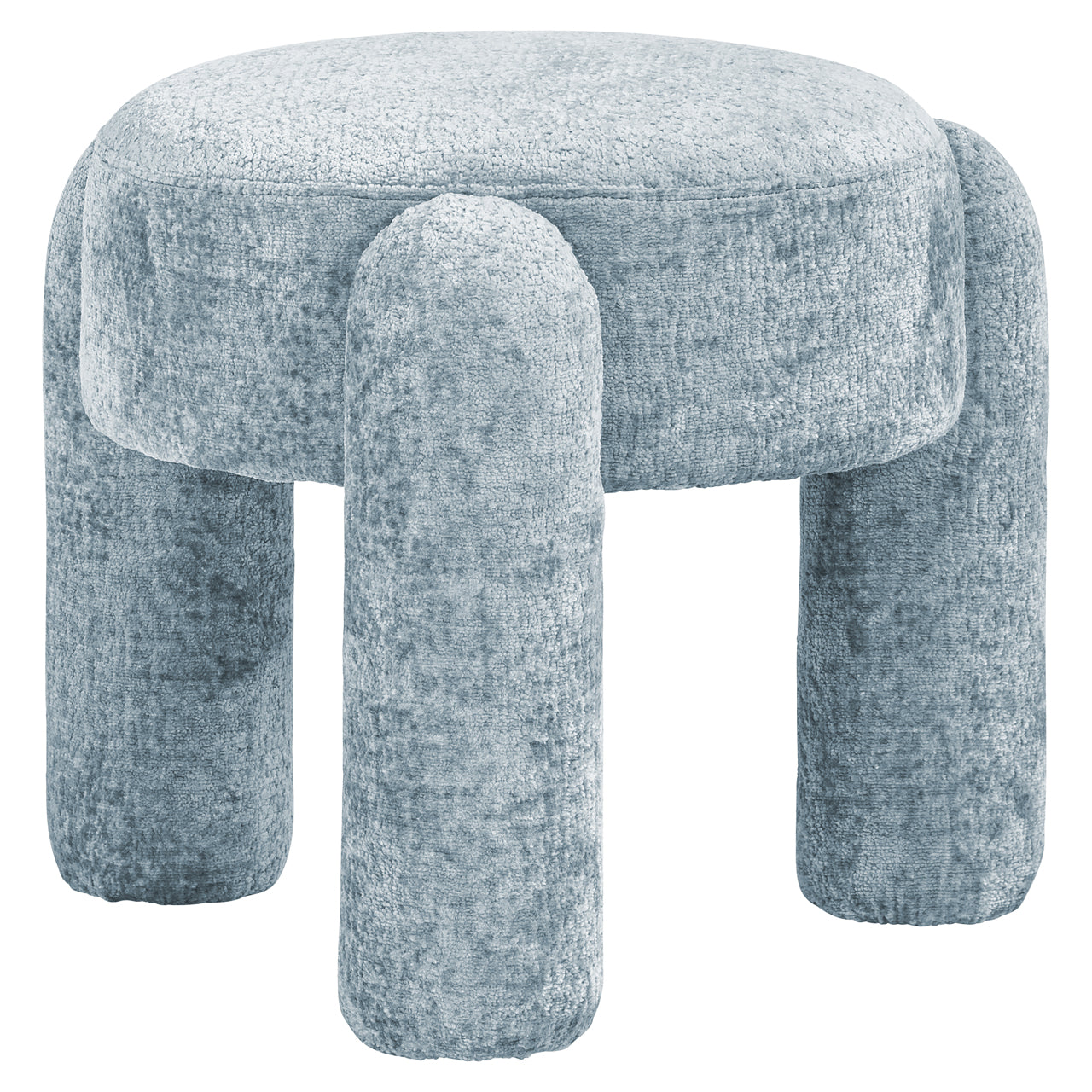 Pouf & Fußbank Holly hellblauer Chenille-Stoff