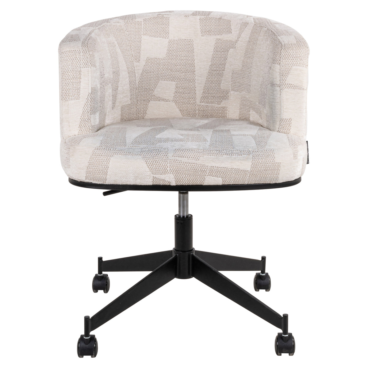 Eetkamerstoel Rochenne beige graffic swivel on wheels