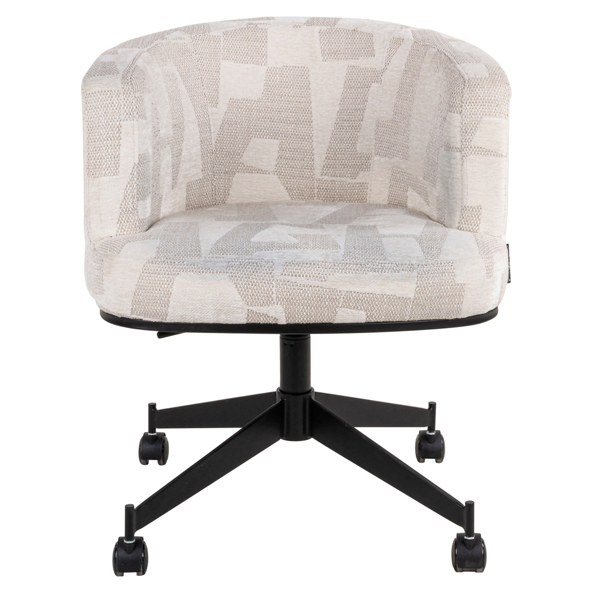 Eetkamerstoel Rochenne beige graffic swivel on wheels