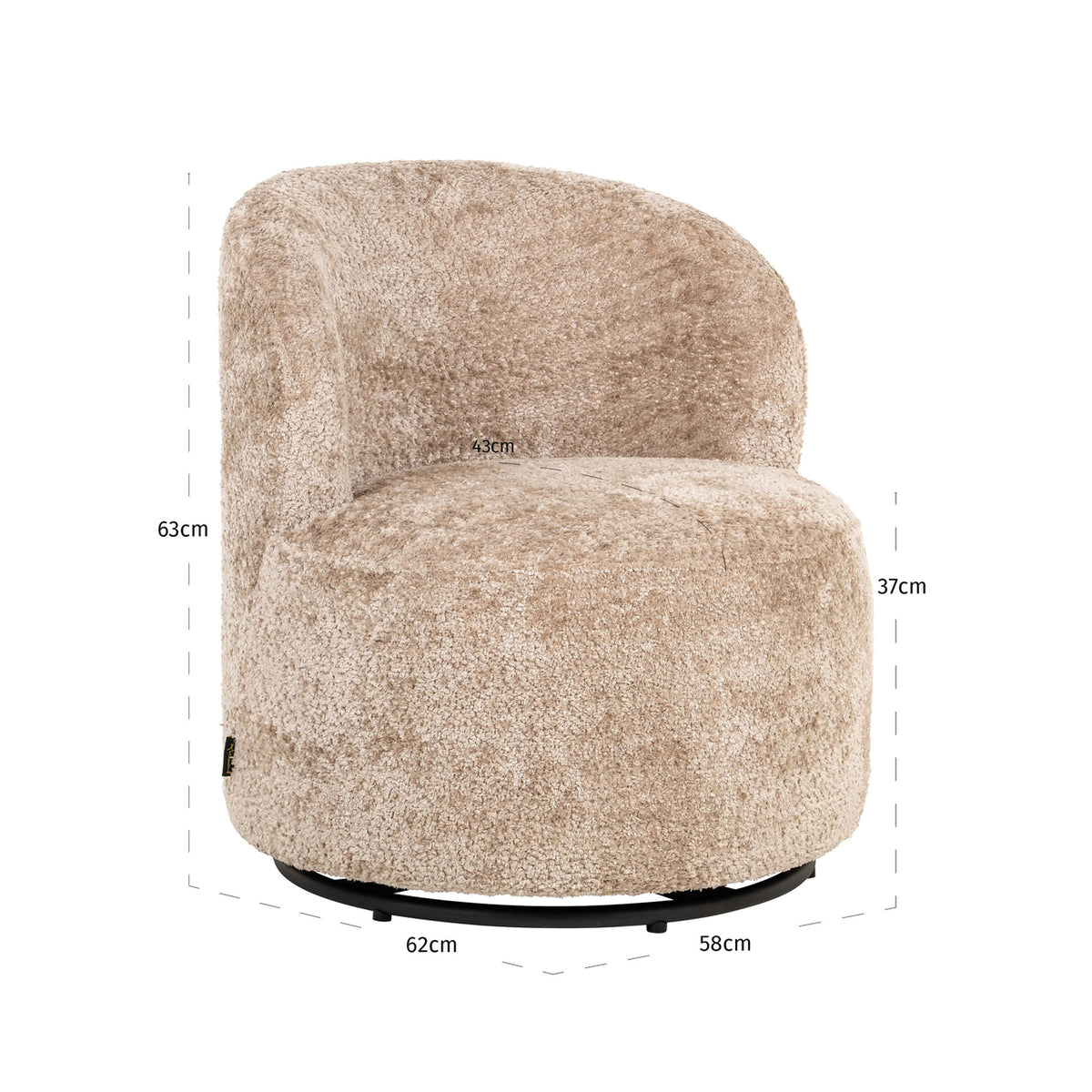 Lounge stoel Jackie sheep natural swivel kids
