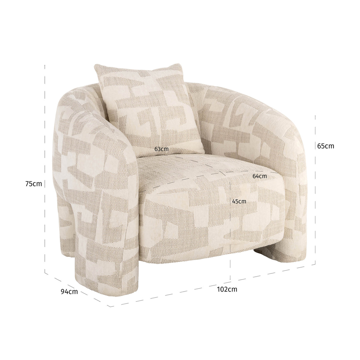 Lounge stoel Tuscany beige graffic