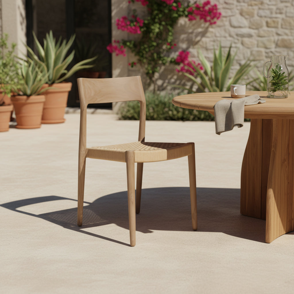 Freya light teak garden chair - Natural (set of 2)