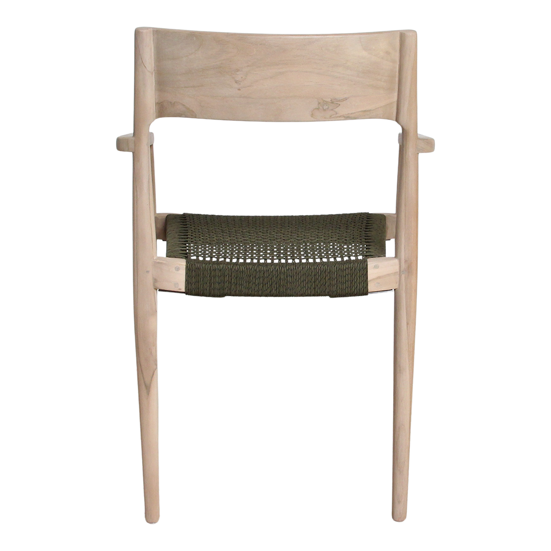 Chaise de jardin Freya en teck clair avec accoudoirs -Vert (set of 2)