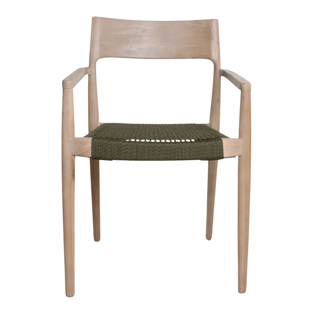 Chaise de jardin Freya en teck clair avec accoudoirs -Vert (set of 2)