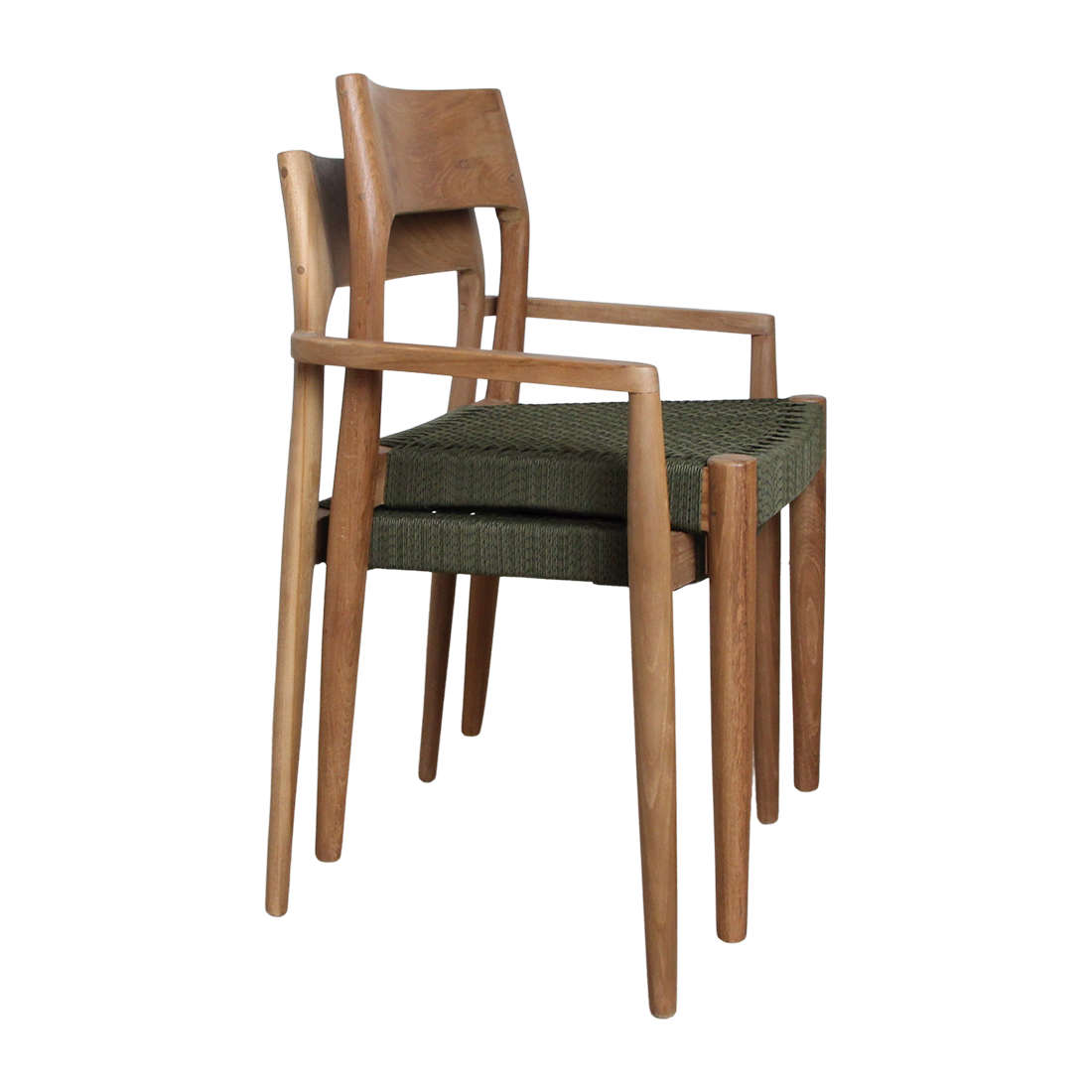 Freya dark teak garden chair - Green (set of 2)