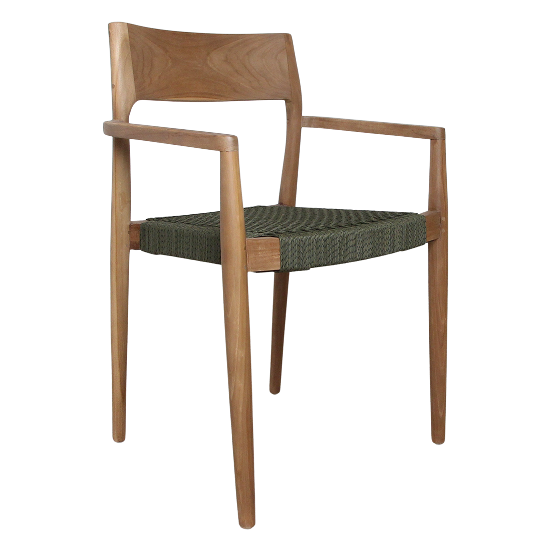 Freya dark teak garden chair with armrests -Green (set of 2)