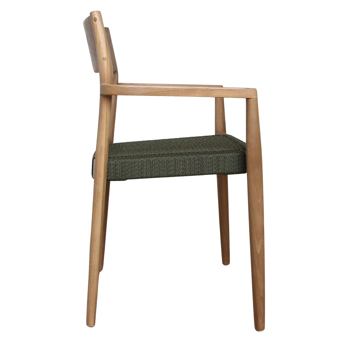 Freya dark teak garden chair with armrests -Green (set of 2)