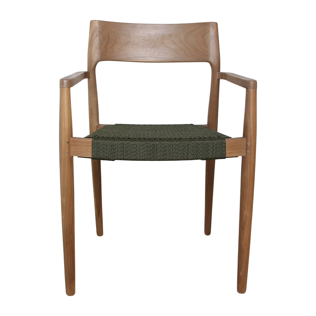 Freya dark teak garden chair with armrests -Green (set of 2)