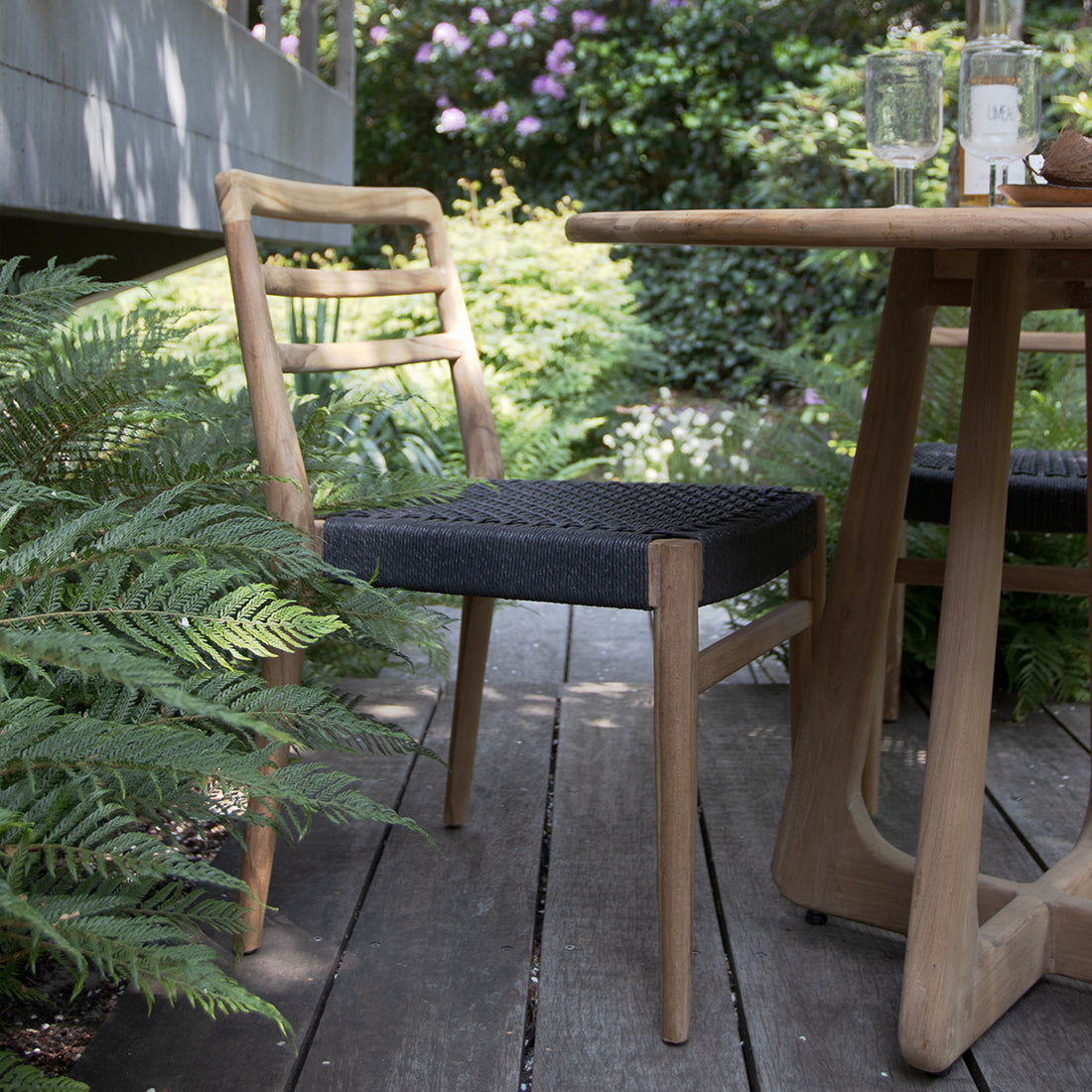Verano black teak garden chair (set of 2)