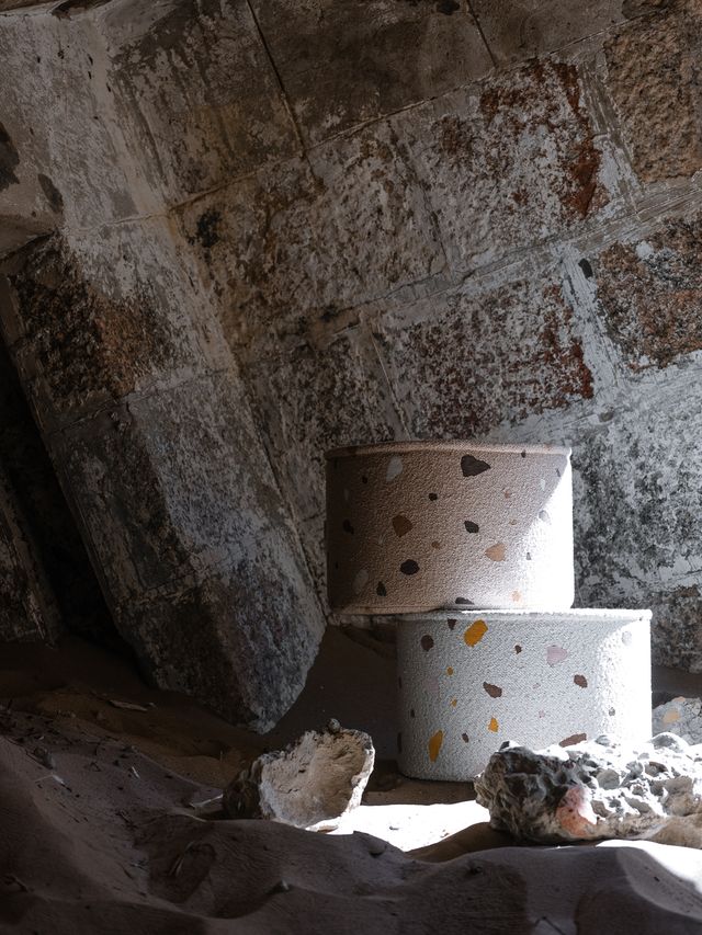 Terrazzo-Marmor-Pouf