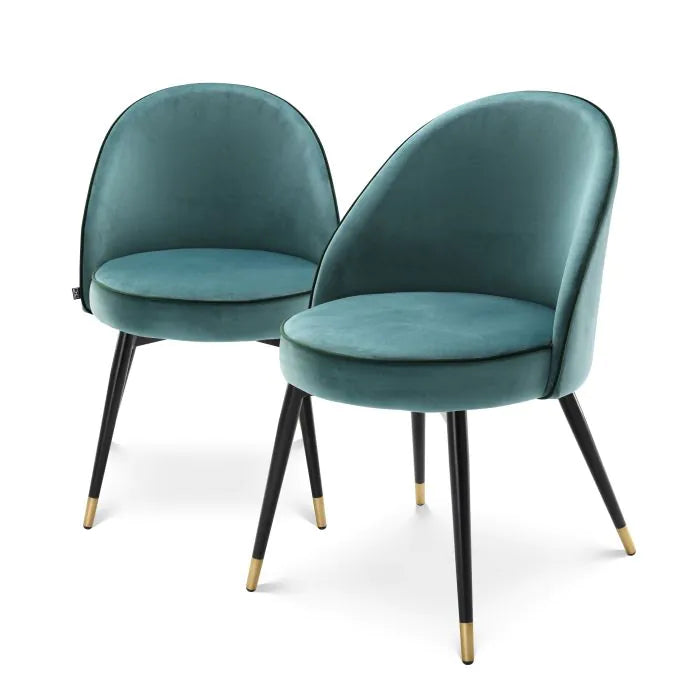 Eichholtz eetkamerstoel cooper turquoise velvet