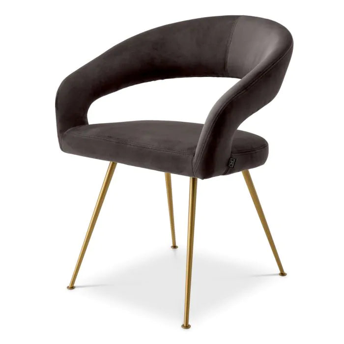 Eichholtz eetkamerstoel Bravo grijs velvet messing