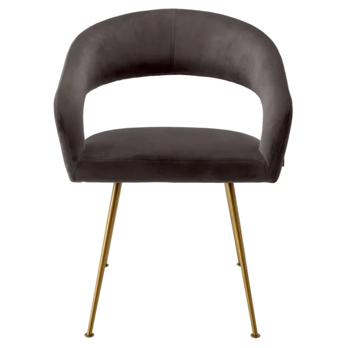 Eichholtz eetkamerstoel Bravo grijs velvet messing