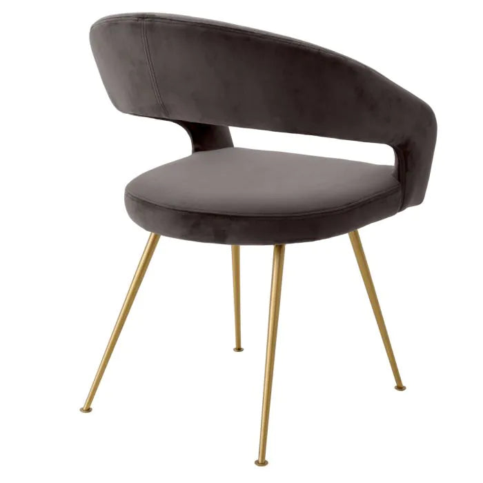 Eichholtz eetkamerstoel Bravo grijs velvet messing