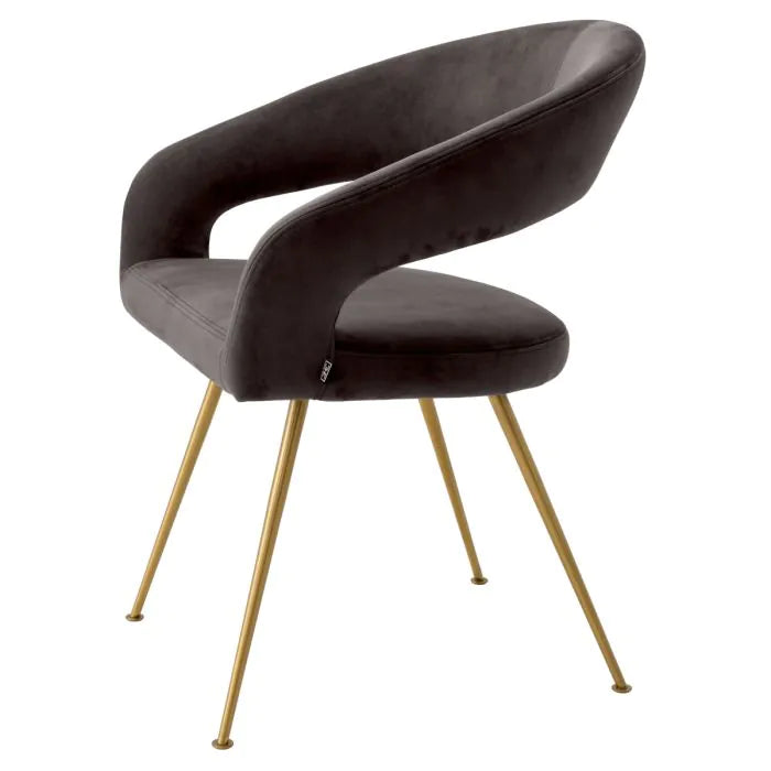 Eichholtz eetkamerstoel Bravo grijs velvet messing