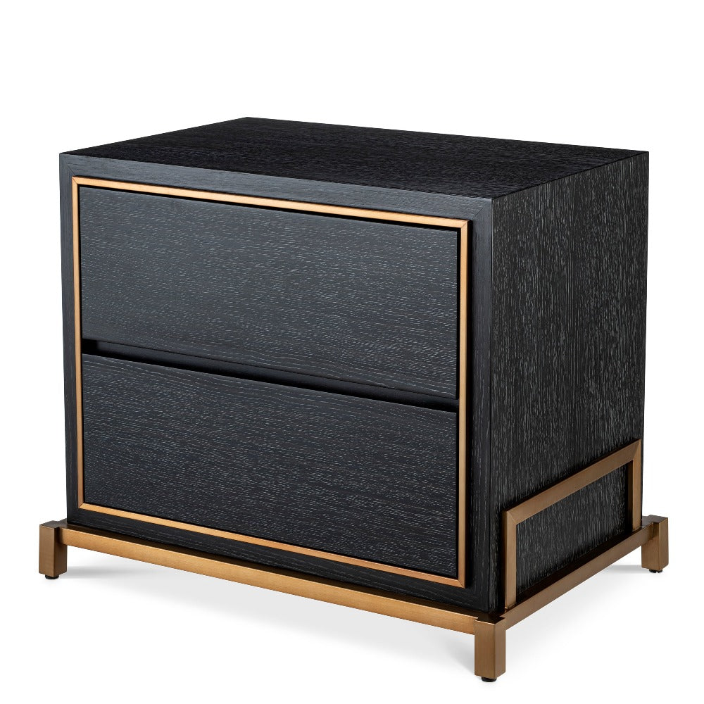 bedside table nachtkastje eichholtz hazel zwart goud