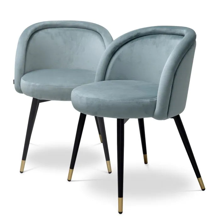 Eichholtz eetkamerstoel Chloé blauw velvet