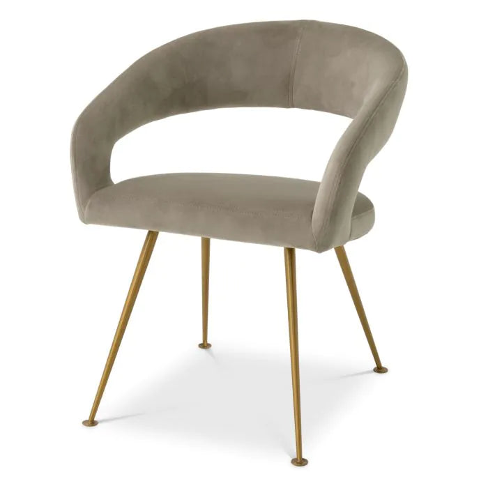 Eichholtz eetkamerstoel Bravo greige velvet messing