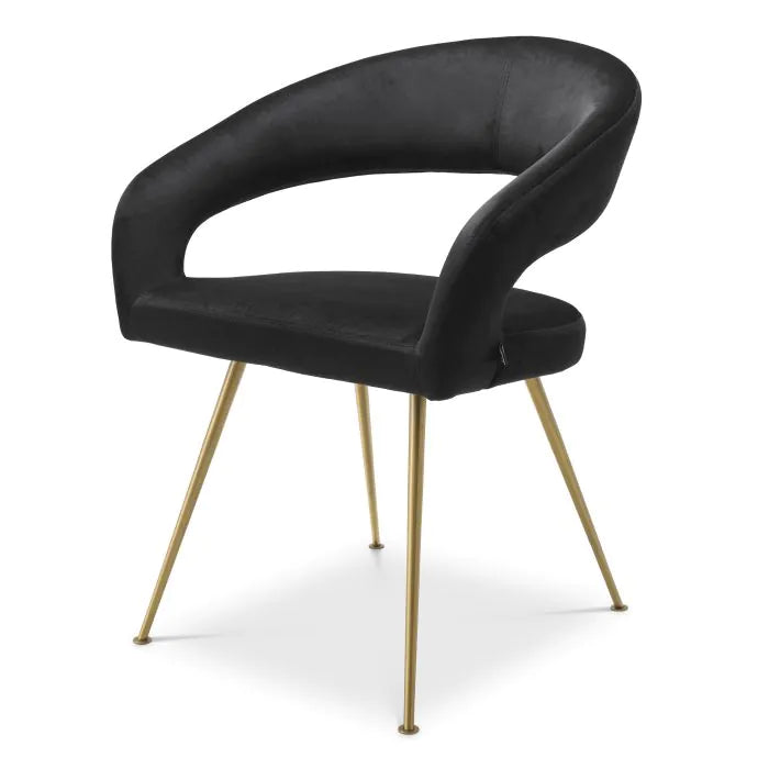 Eichholtz eetkamerstoel Bravo zwart velvet messing