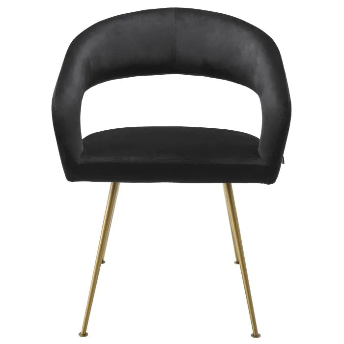 Chaise de salle à manger Eichholtz Bravo velours noir laiton
