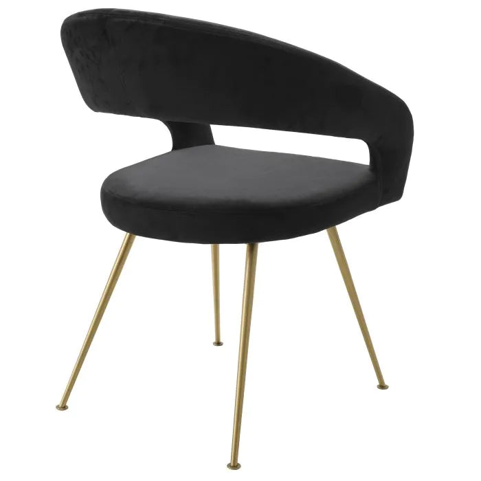 Chaise de salle à manger Eichholtz Bravo velours noir laiton