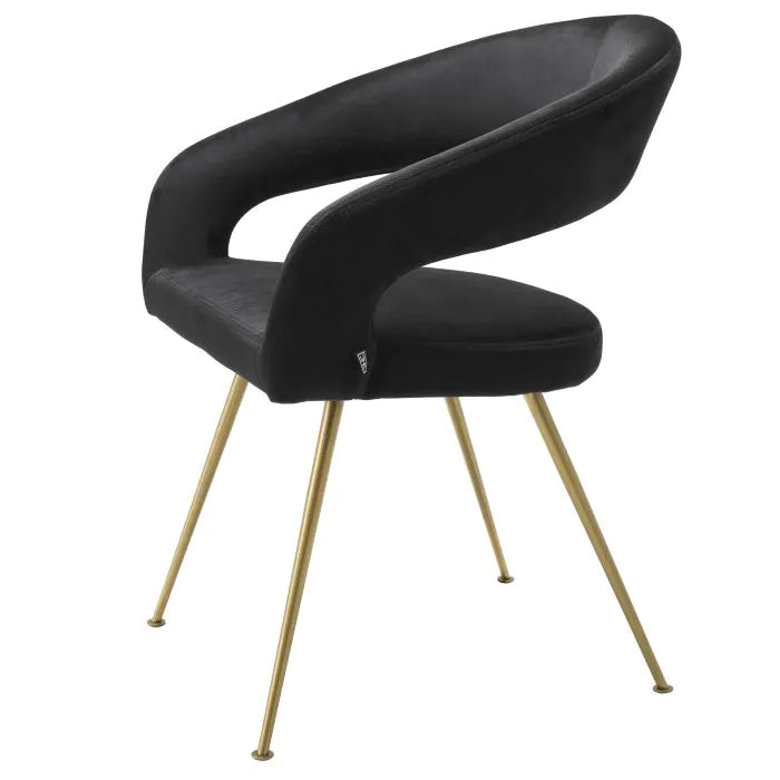 Chaise de salle à manger Eichholtz Bravo velours noir laiton