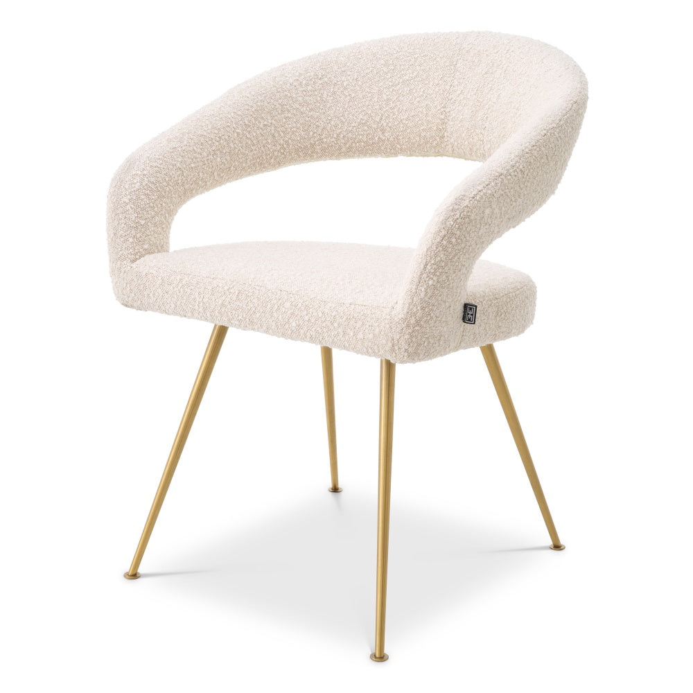 Chaise de salle à manger Eichholtz Bravo bouclé crème laiton
