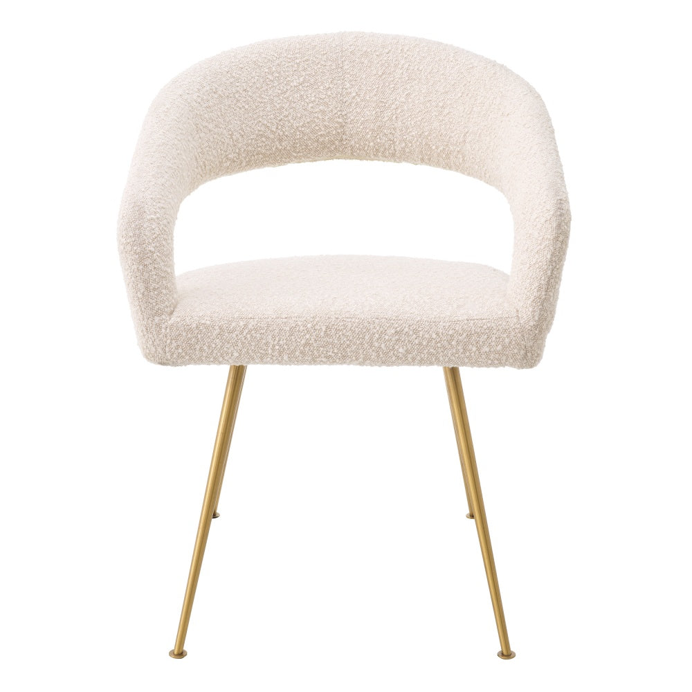 Chaise de salle à manger Eichholtz Bravo bouclé crème laiton