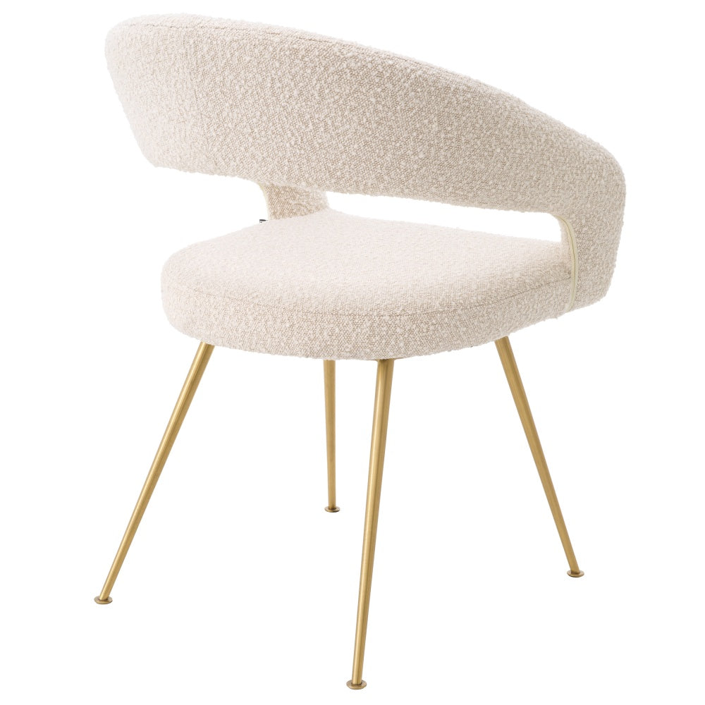 Chaise de salle à manger Eichholtz Bravo bouclé crème laiton