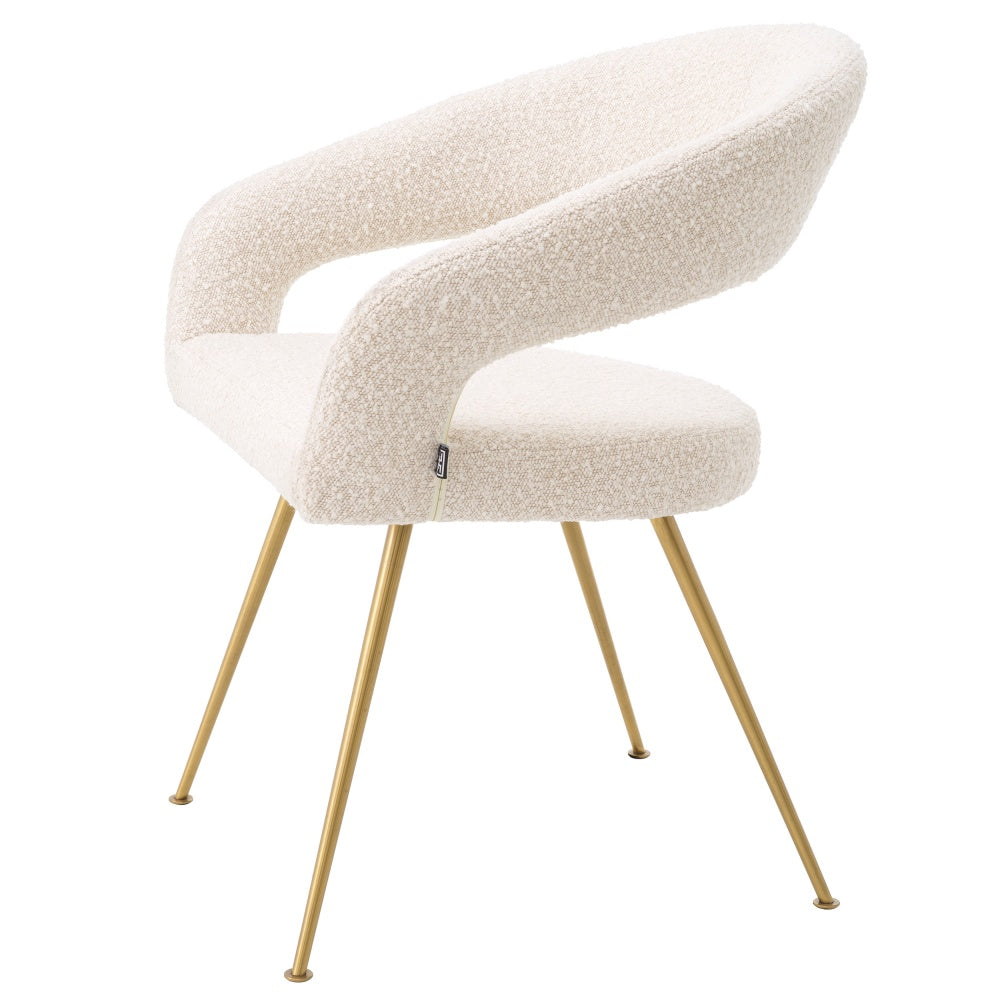Chaise de salle à manger Eichholtz Bravo bouclé crème laiton
