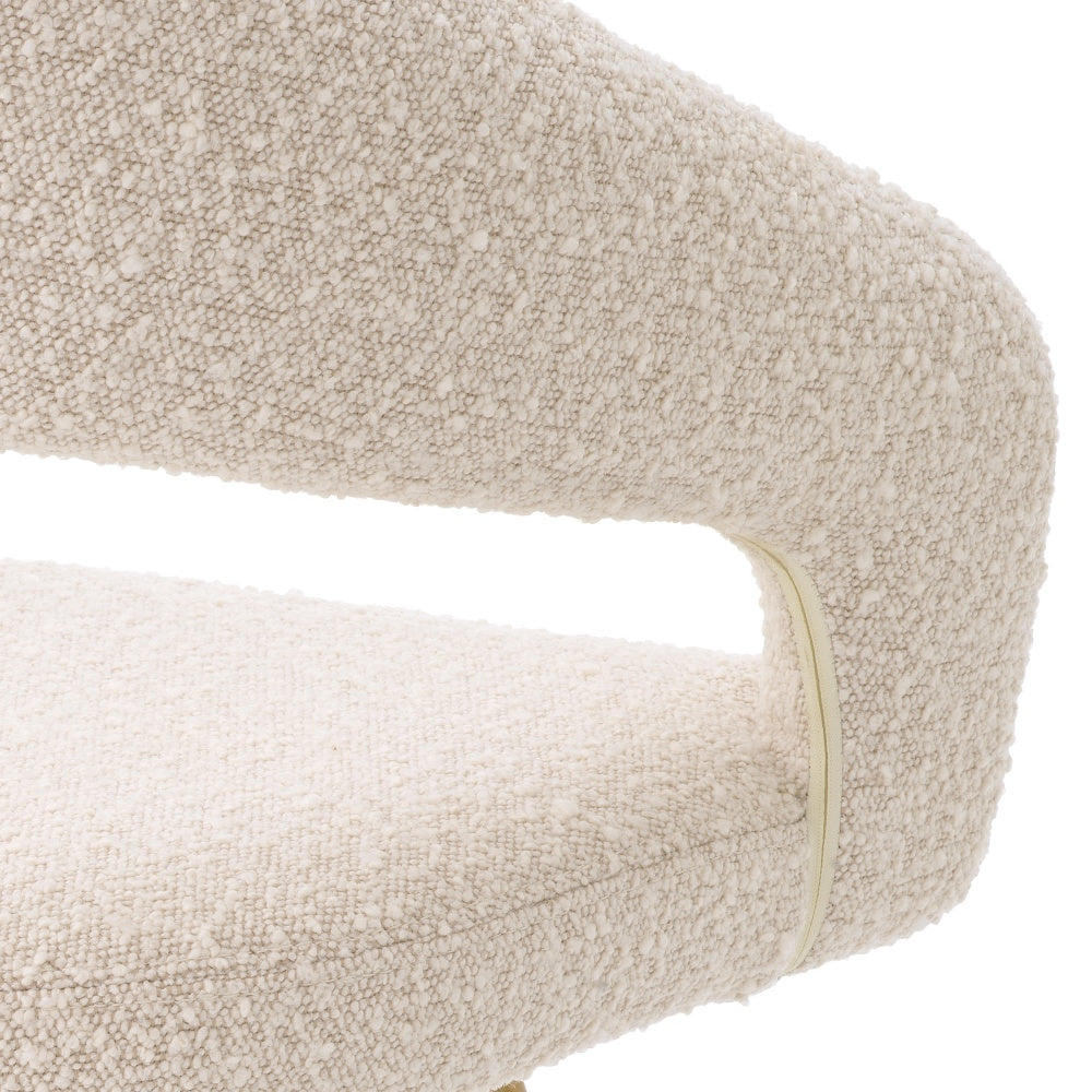 Chaise de salle à manger Eichholtz Bravo bouclé crème laiton
