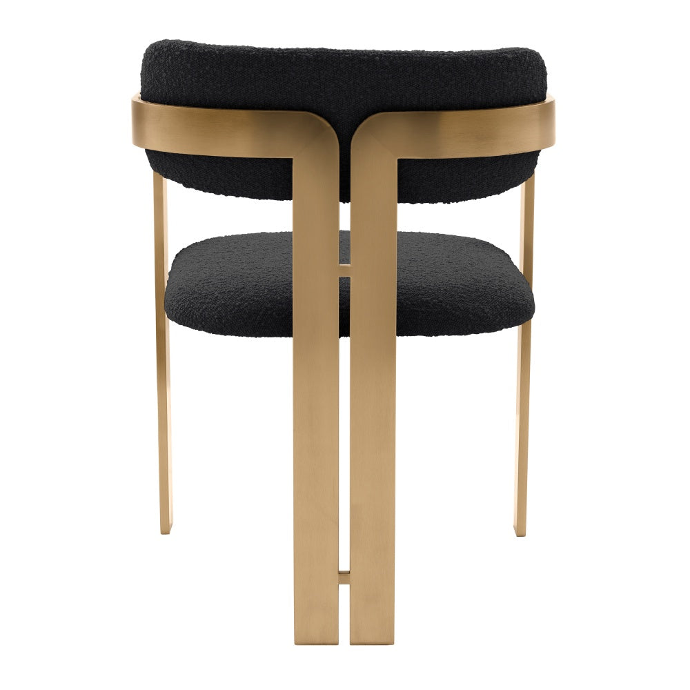 dining chair eichholtz Donato brushed brass finish black boucle
