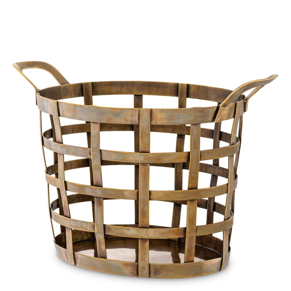 basket mand opbergen in style met eichholtz Vreemand vintage geborsteld goud messing
