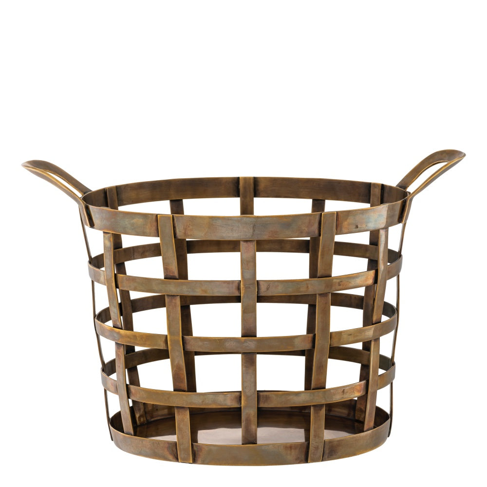 basket mand opbergen in style met eichholtz Vreemand vintage geborsteld goud messing